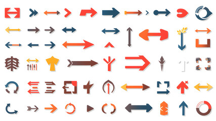 A collection of arrows in various colors and sizes