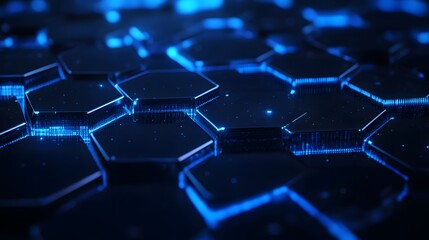 Obraz premium Abstract Blue Illuminated Hexagon Pattern