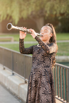 Young girl playing the Clarinet