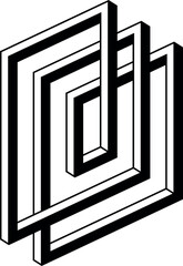 Impossible figure. 3D abstract optical illusion. Vector illustration.