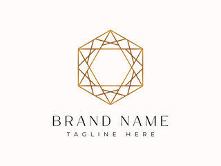 Fototapeta premium Luxury Geometric logo - Design a hexagonal Arabic Islamic ornament logo