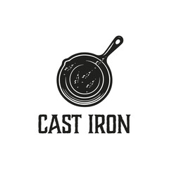 Skillet Cast Iron for traditional food dish cuisine classic restaurant kitchen logo design	