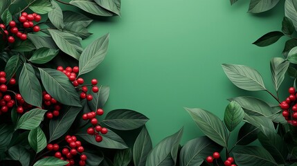 Birds gathering around red berries, lush forest background, photorealistic 3D style, detailed leaf textures, wildlife theme