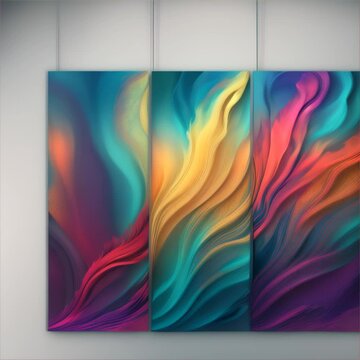 Wisps of coloured smoke in motion - Polyptych.