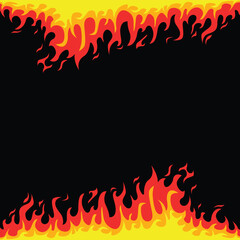 Burning fire border square background