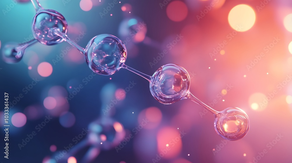 Poster abstract molecular structure with bokeh background