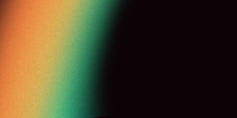 Grainy teal orange green dark gradient wave background abstract vibrant retro style noise texture banner