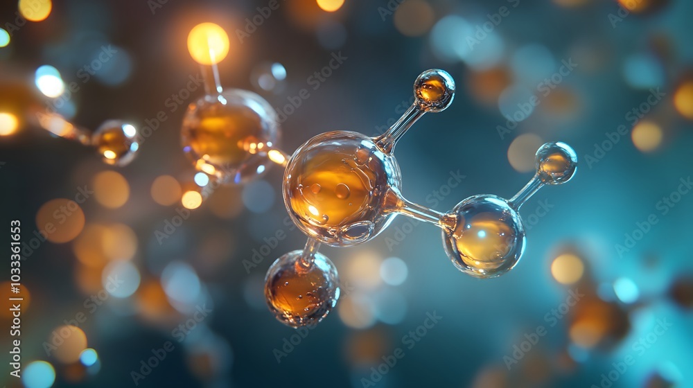 Aufkleber a single molecule in abstract bokeh background