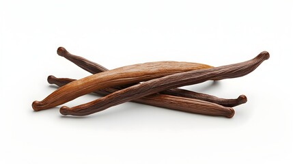 Vanilla Beans Placed Centrally Against Minimalist White Background