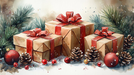 Hand-drawn Gifts on Isolated White Background Illustration