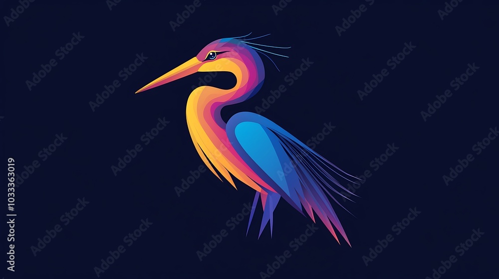 Poster artistic colorful bird flying through vibrant abstract patterns image