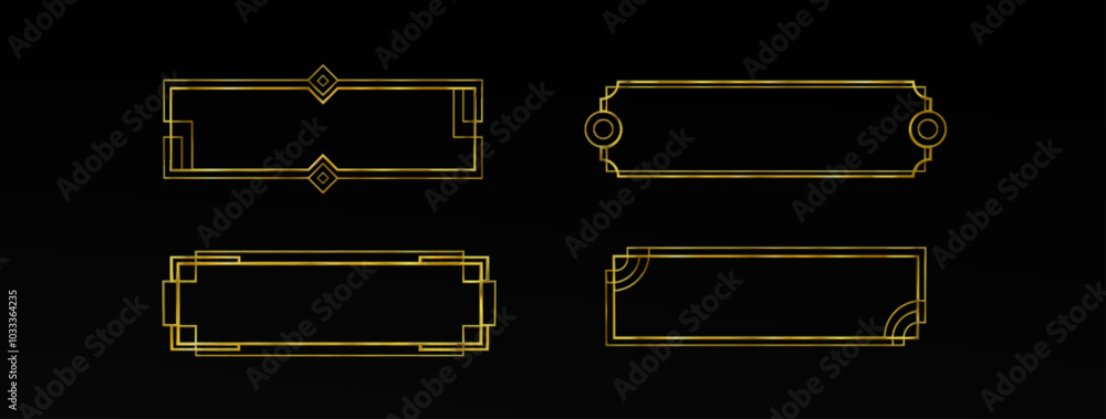 Poster gold ui frame rpg game button. medieval border design for title or banner. fancy royal interface ele