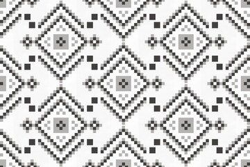 Seamless fabric pixel pattern, hand drawn illustration.