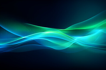 Naklejka premium Flowing blue and green light lines create serene background effect