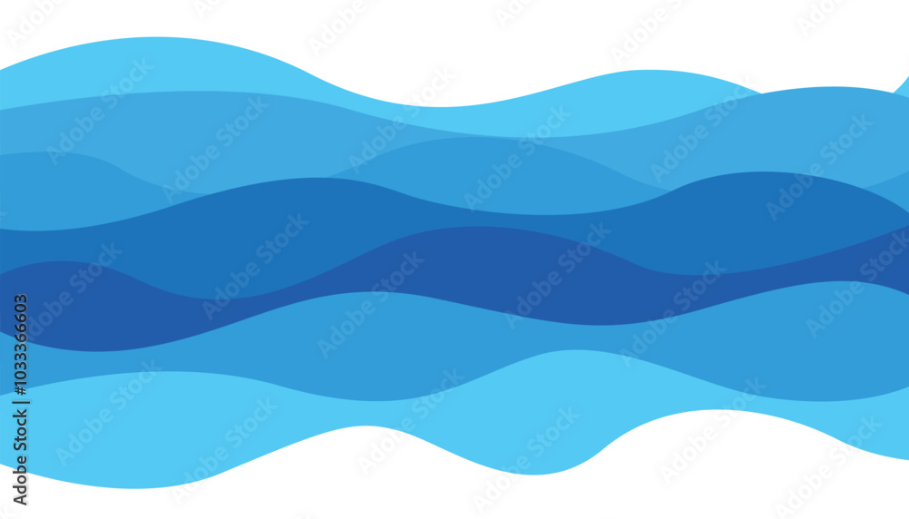 Poster abstract blue wave on white background vector illustration. sea beach. abstract water wave. blue col