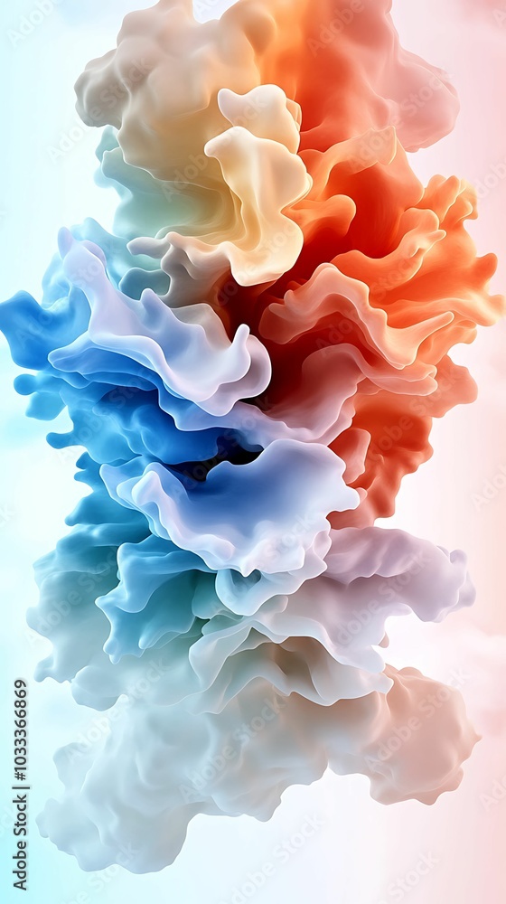 Poster abstract colorful waves forming fluid shapes in a dreamlike composition of soft textures and gradien