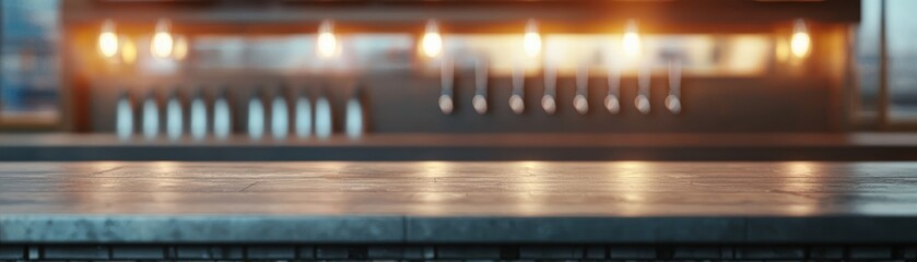 Modern bar counter with illuminated backdrop and a variety of drink bottles creatively arranged.