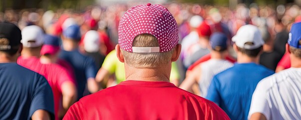 A group of runners participating in a race, showcasing determination and teamwork in a vibrant outdoor setting.
