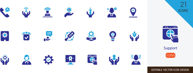 Support vector design  icon set. containing Help, Backup, Care, connection, phone, internet and more vector design