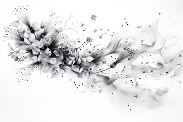 Abstract Floral Sketch in Black and White.