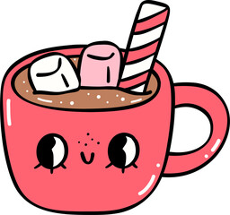 Cute Hot Chocolate Illustration with Marshmallows