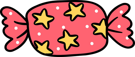 Groovy Retro Christmas candy cartoon doodle