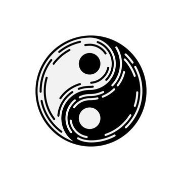 recommend clip art: Yin-Yang Icon in Monochrome Line Art, Traditional Chinese Symbol of Harmony and Balance
