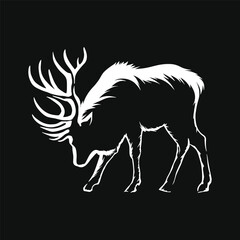 deer silhouette isolated on black. relevant for logos, ornaments, objects, prints and design additions. vector