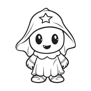 recommend clip art: cute alien animal in night gown creature line art for coloring tattoo style cartoon character for kids coloring book  cute eyes for high quality prints