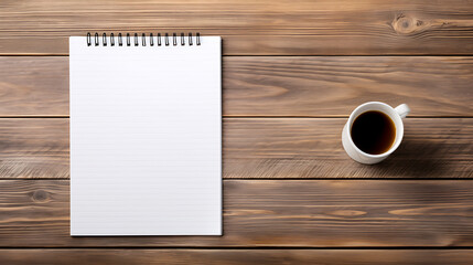 clean workspace with blank notebook and cup of coffee inspires creativity