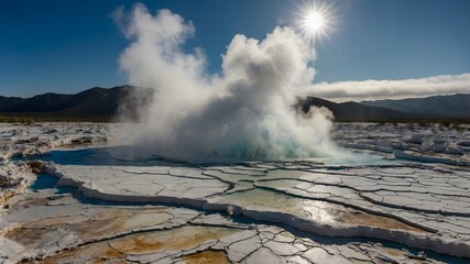 Clean Energy Alternative Power From Big Geothermal Power Plant Supplying clean water
