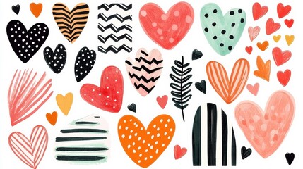 Hand-Painted Colorful Hearts Collection.