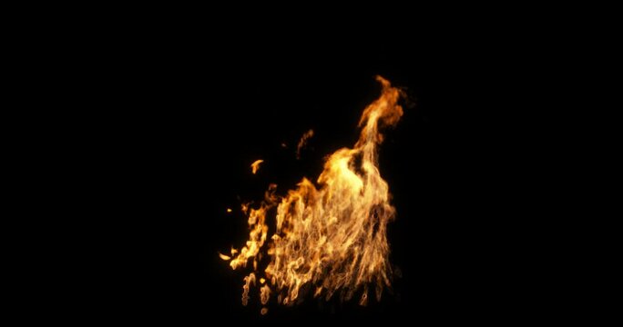Fire flames burning wall isolated on black backgrounds