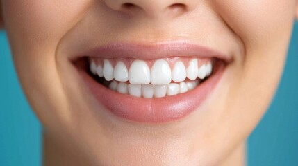 Fototapeta premium Closeup of a Woman's Smiling Mouth with White Teeth.