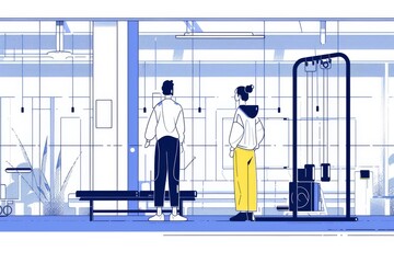 People Exercising in Modern Gym Facility