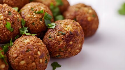 Tasty falafel balls on white background. 