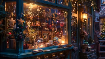 Charming New Year's Eve Window Display in a Quaint Setting