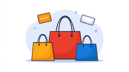 Colorful Shopping Bags Overflowing with Items