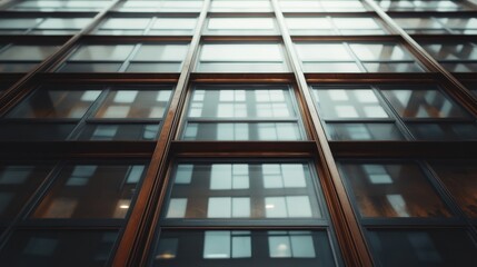 A modern building with multiple glass panels prominently reflects the surrounding cityscape, highlighting contemporary architectural design and urban aesthetics.