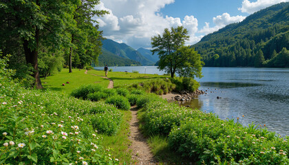 Lush greenery on the shores of Lake Baikal
