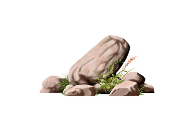 Brown stone with moss 