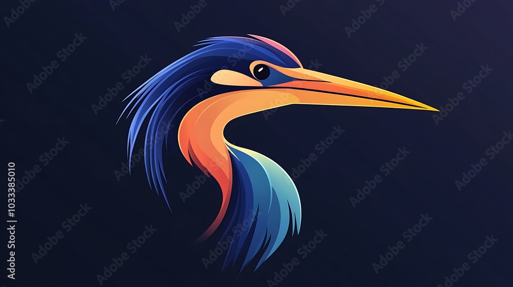 Poster dynamic abstract artwork featuring a vibrant colorful bird in motion image