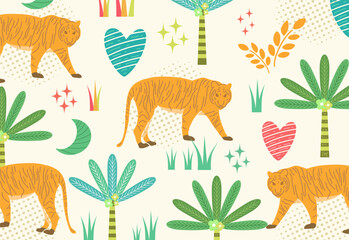 Seamless pattern with forest animals