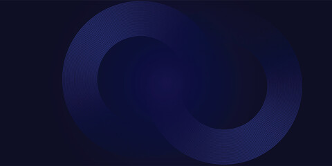 Abstract glowing circle lines on dark blue background. Geometric stripe line art design. Modern shiny blue lines. Futuristic technology concept