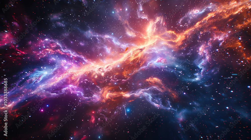 Wall mural abstract illustration of the cosmos on the theme of the origin of life in the universe with stars, c