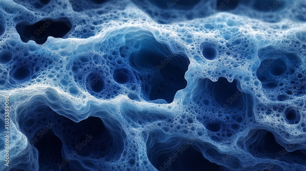 Poster abstract blue foam texture with organic pattern
