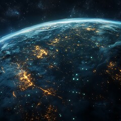 Obraz premium Enchanting Earth scenery from space with brilliant sunrise rays