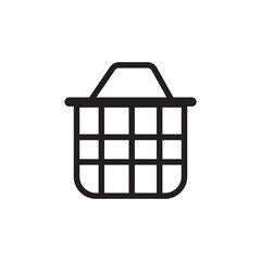 Line art icon of a shopping basket with editable stroke.