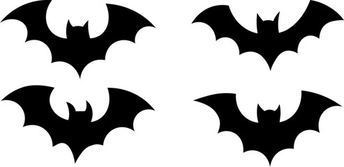 Halloween bat silhouette clip art, flat illustration, vector decorative element set