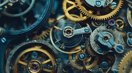 Intricate dismantled mechanical watch with detailed gears and springs on dark background, symbolizing precision and complexity in teardown analysis.